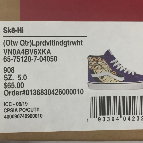 Vans Sk8 High-Cut Sneakers 6.5 Peanut ButterJelly. - Picture 9 of 9